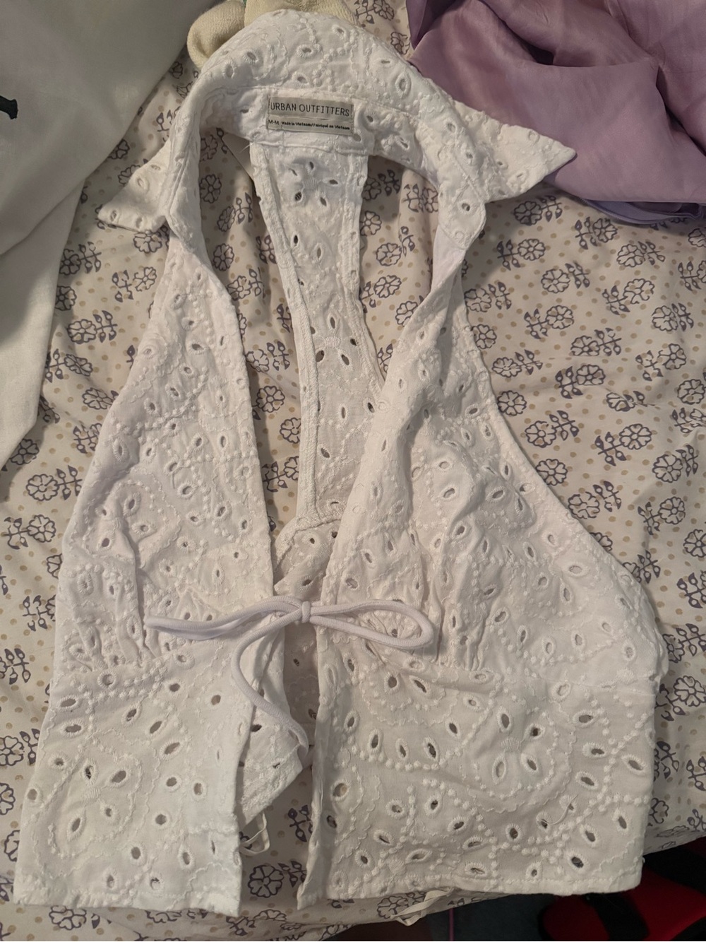 Urban Outfitters White Eyelet Halter Tie-Front top